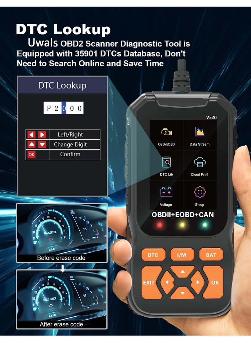 2024 Professional OBD2 Scanner Diagnostic Tool Enhanced Auto Check Engine with Read/Erase Fault Code, 35,901 DTCs, Cloud Data Print, Code Reader Scanner for Cars After 1996 - Image 4