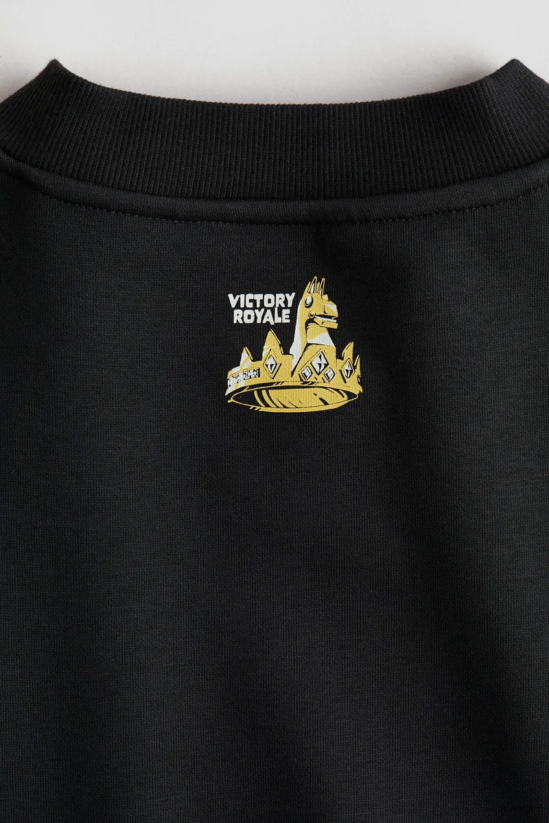 اتش اند ام بلوزة مطبوعة من القطن السميك