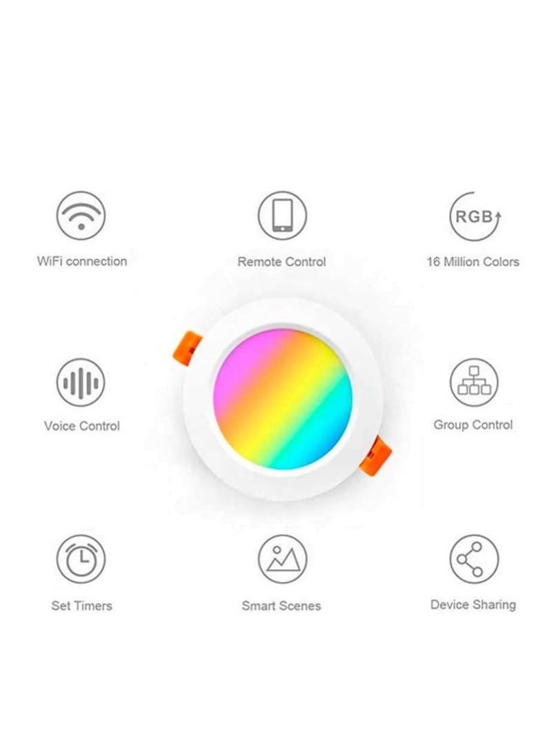 Lezonic Smart Tuya Wifi Light, Multi-Color Dimmable Hollow Design ,Recessed Ceiling Lamps,9W, RGB + Warm White + Cold White (2700K-6500K) For Living Room, Bedroom, Kitchen And KTV - Image 2