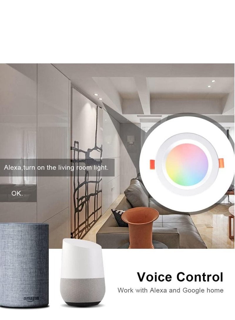 Lezonic Smart Tuya Wifi Light, Multi-Color Dimmable Hollow Design ,Recessed Ceiling Lamps,9W, RGB + Warm White + Cold White (2700K-6500K) For Living Room, Bedroom, Kitchen And KTV - Image 4