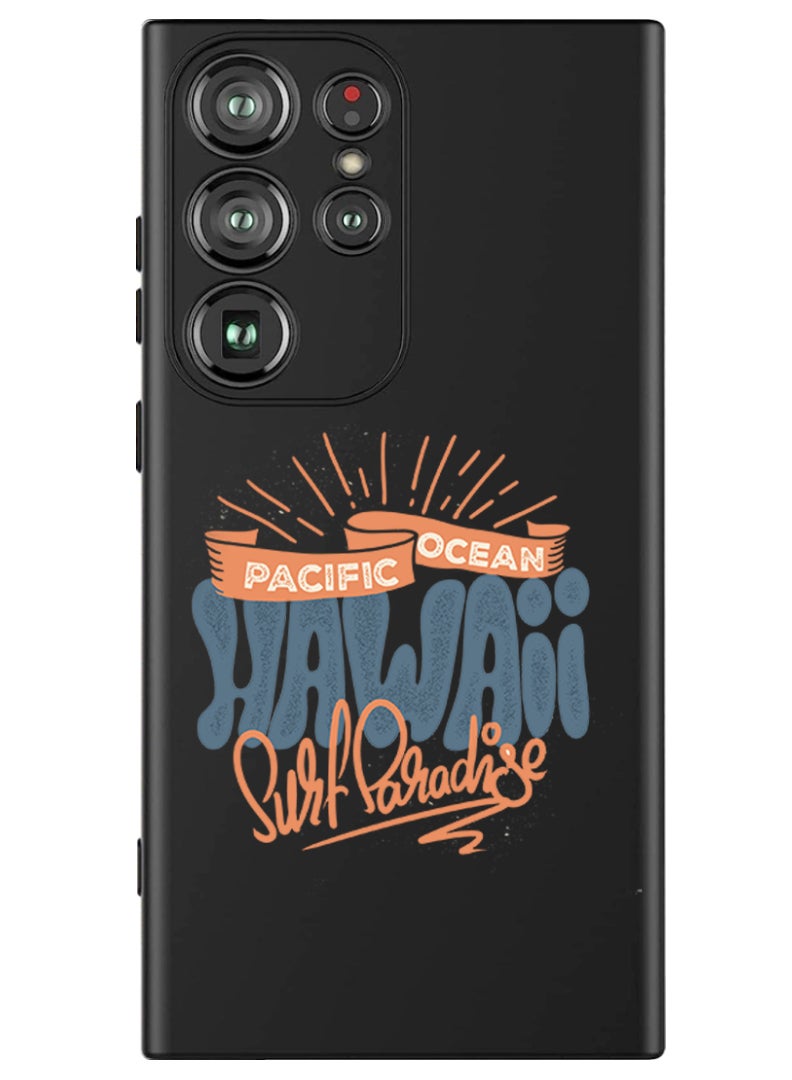 Theodor Protective Slim Fit Case Liquid Silicone Cover with Full Body Protection Anti-Scratch Shockproof Case For Samsung Galaxy S24 Ultra (Black) - Hawaii Surf Paradise Pacific - Image 1