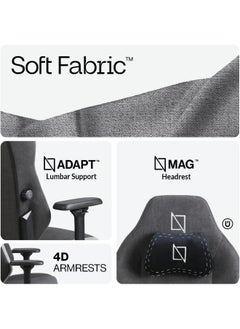 navo APEX MAX SoftFabric XL Gaming Chair, Premium Ergonomic Gaming Chair with Memory Foam Pillows, Magnetic Headrest & Integrated Lumbar Support  - Image 4