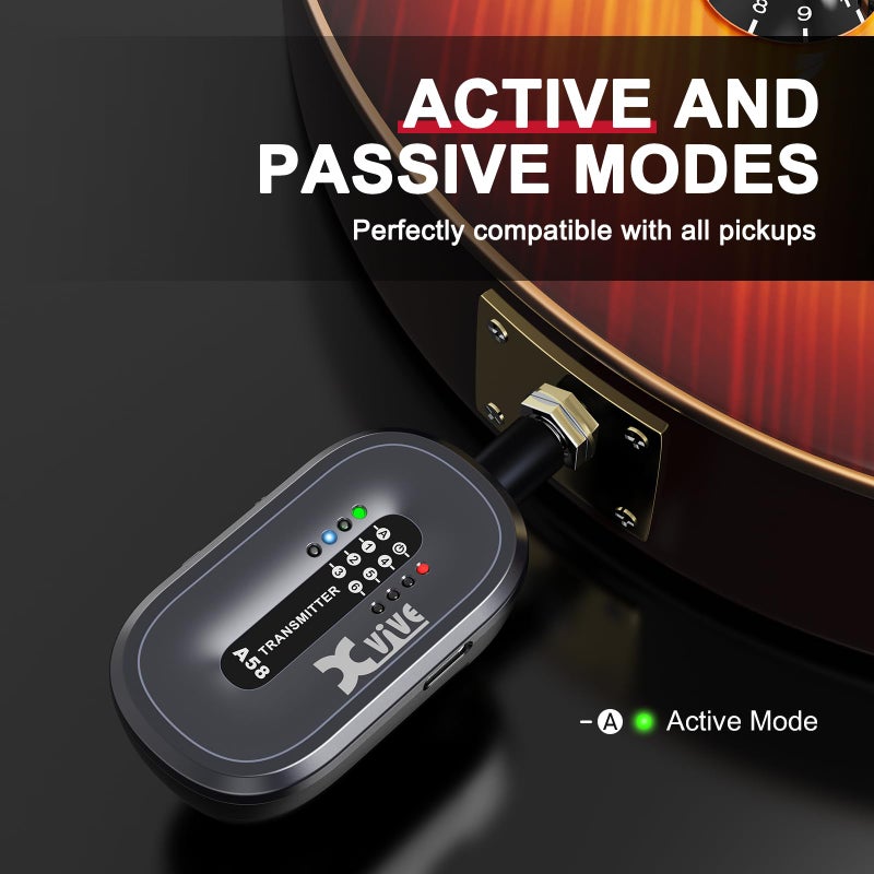 Xvive A58 Wireless Guitar System with 5.8GHz Transmitter and Receiver (Rosewood) - Image 4