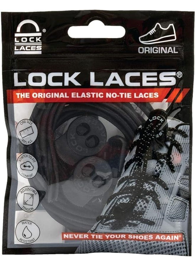 Lock Laces - Elastic No Tie Shoelaces, One Size Fits All, for Kids and Adults, Elastic No Tie Shoe Laces- Sold Black - Image 2