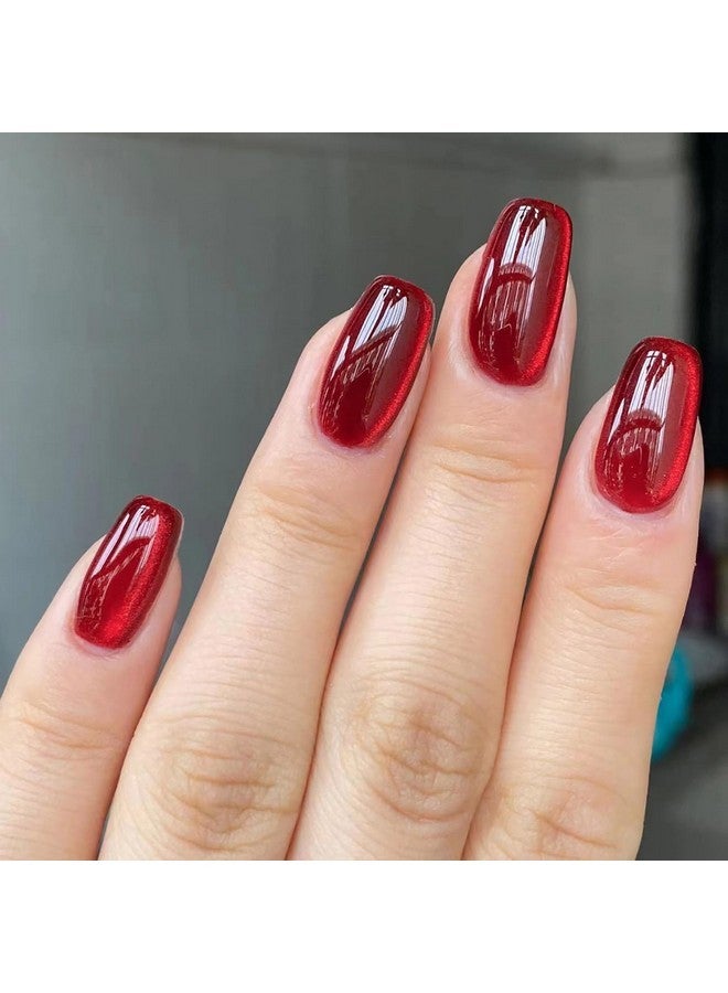 24 قطعة من أظافر القطة الصناعية المربعة متوسطة الحجم بأظافر صناعية حمراء لامعة بغطاء كامل وأظافر لاصقة من الأكريليك الصناعي قابلة لإعادة الاستخدام ومصممة لتلائم صالونات تجميل الأظافر للنساء والفتيات - Image 1