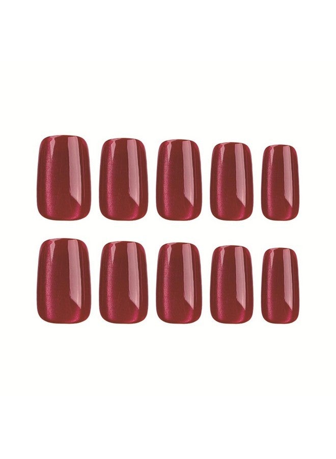 24 قطعة من أظافر القطة الصناعية المربعة متوسطة الحجم بأظافر صناعية حمراء لامعة بغطاء كامل وأظافر لاصقة من الأكريليك الصناعي قابلة لإعادة الاستخدام ومصممة لتلائم صالونات تجميل الأظافر للنساء والفتيات - Image 5