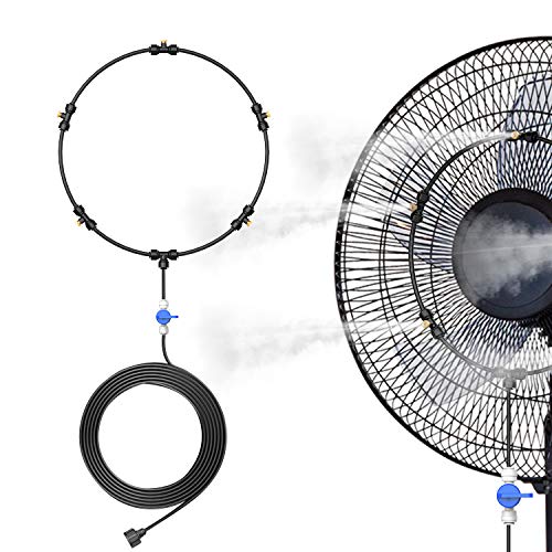 Dr. Prepare DR.PREPARE Outdoor Misting Fan Kit, 16.4ft Mist Hose Mister Fan, Water Misters for Cooling for Patio backyard, Portable Misting System, Independent Valve for Control - Image 1