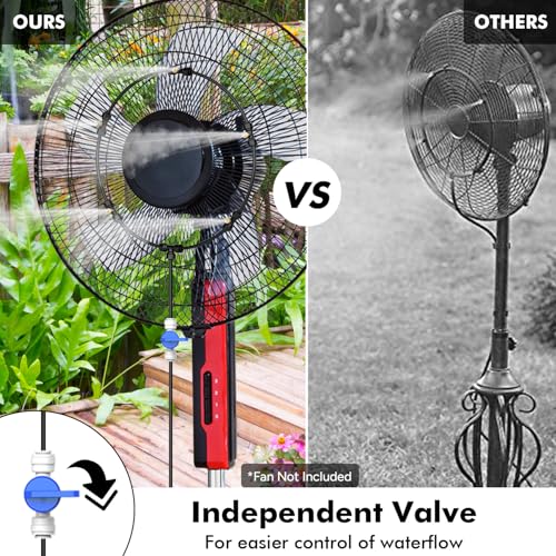 Dr. Prepare DR.PREPARE Outdoor Misting Fan Kit, 16.4ft Mist Hose Mister Fan, Water Misters for Cooling for Patio backyard, Portable Misting System, Independent Valve for Control - Image 4