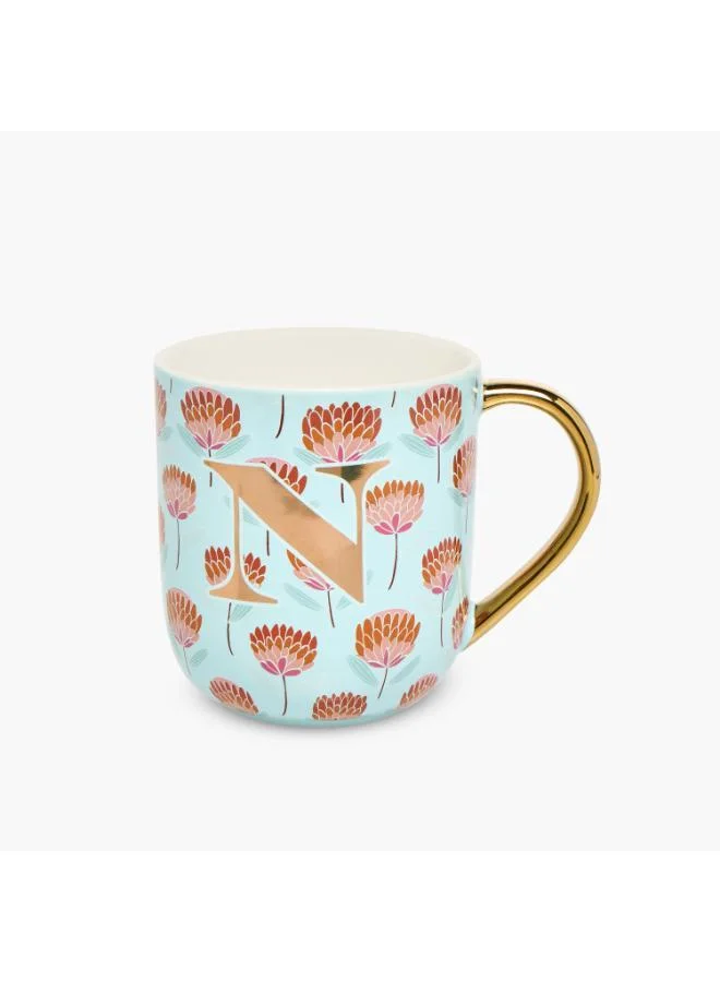 لايف ستايل Initial N Print Ceramic Mug with Handle - 500 ml
