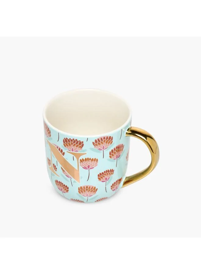 لايف ستايل Initial N Print Ceramic Mug with Handle - 500 ml