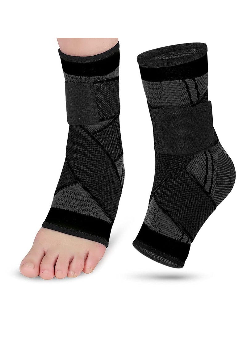 SYOSI Ankle Brace 2Pcs Achilles Plantar Fasciitis Relief Compression Sleeve Foot Brace with Support Strap Heel Protector Wrap for Tendonitis XL - Image 1