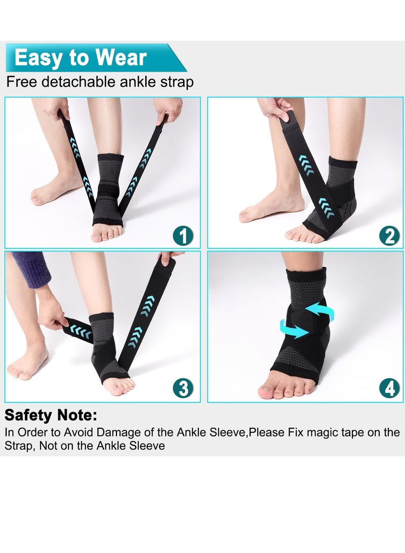 SYOSI Ankle Brace 2Pcs Achilles Plantar Fasciitis Relief Compression Sleeve Foot Brace with Support Strap Heel Protector Wrap for Tendonitis XL - Image 5