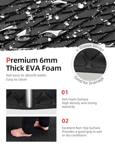 Abahub EVA Foam Boat Decking 48''x16'' Non-Slip Surfboard Traction Pad Grip Mat Self-Adhesive Trimmable Flooring Sheet for Boats SUP Board Kayak Surfing Black - Image 3