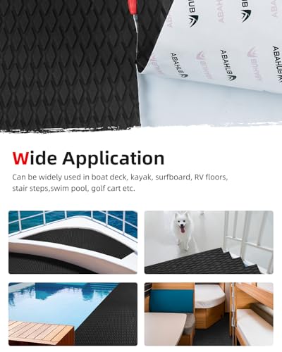 Abahub EVA Foam Boat Decking 48''x16'' Non-Slip Surfboard Traction Pad Grip Mat Self-Adhesive Trimmable Flooring Sheet for Boats SUP Board Kayak Surfing Black - Image 5