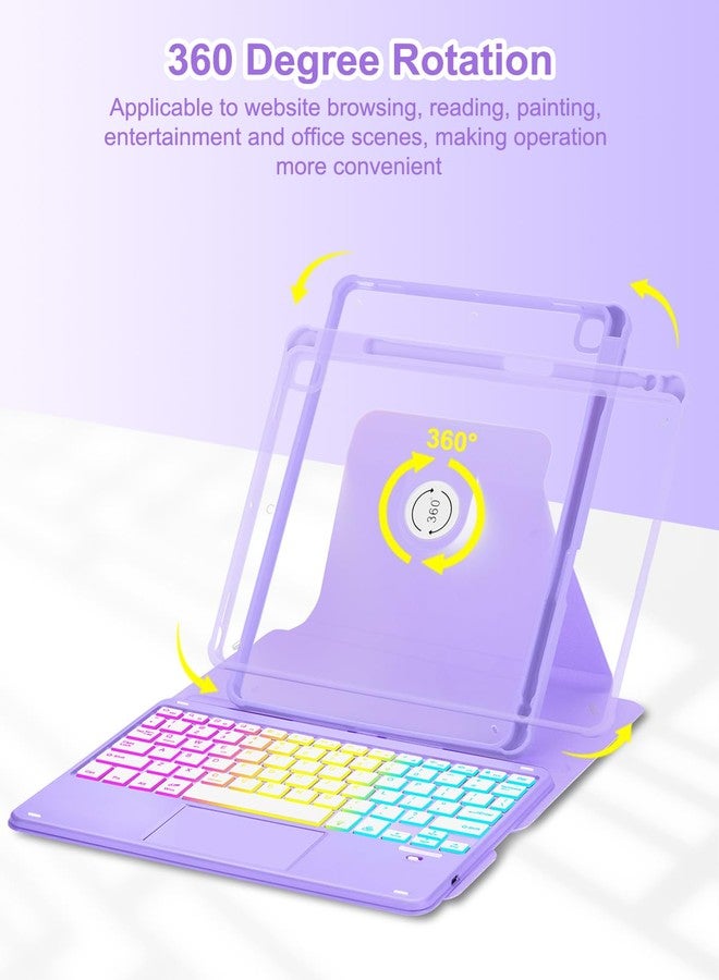 MePadKey Touchpad Keyboard Case for iPad 9th /8th/7th Generation 10.2 inch, 360 Degree Rotation Cover with Rainbow Backlit Wireless Detachable Keypad for iPad Pro 10.5/Air 3rd Gen (Purple) - Image 4