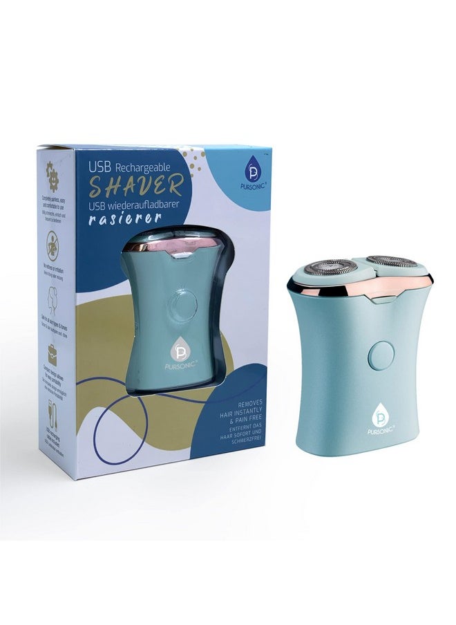 Pursonic - Ursonic Usb Rechargeable Ladies Shaver Removes Hair Instantly & Pain Free Perfect Design Is Great For Legs Bikini Arms And Ankles! (Aqua) - Image 1