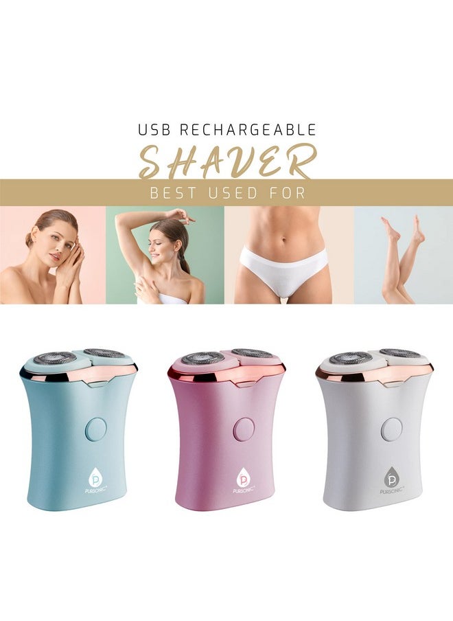 Pursonic - Ursonic Usb Rechargeable Ladies Shaver Removes Hair Instantly & Pain Free Perfect Design Is Great For Legs Bikini Arms And Ankles! (Aqua) - Image 1