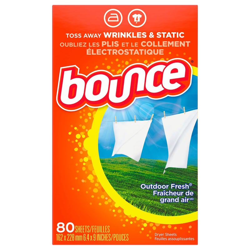 Bounce Dryer Sheets, 80 Sheets, Outdoor Fresh Scent Fabric Softener Sheets, Reduces Static, Softens and Fights Wrinkles - Image 3