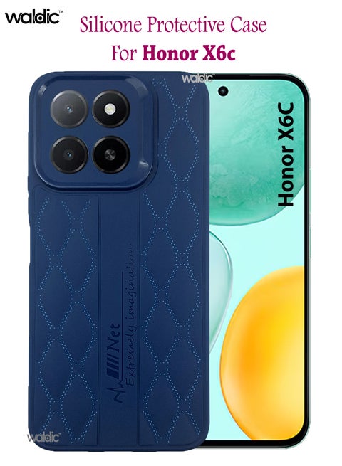 جراب فاخر لهاتف Honor X6C | غطاء سيليكون فاخر مصمم خصيصًا لهاتف Honor X6C | جراب خلفي رفيع واقٍ لهاتف Honor X6C لحماية الكاميرا والسقوط - أزرق