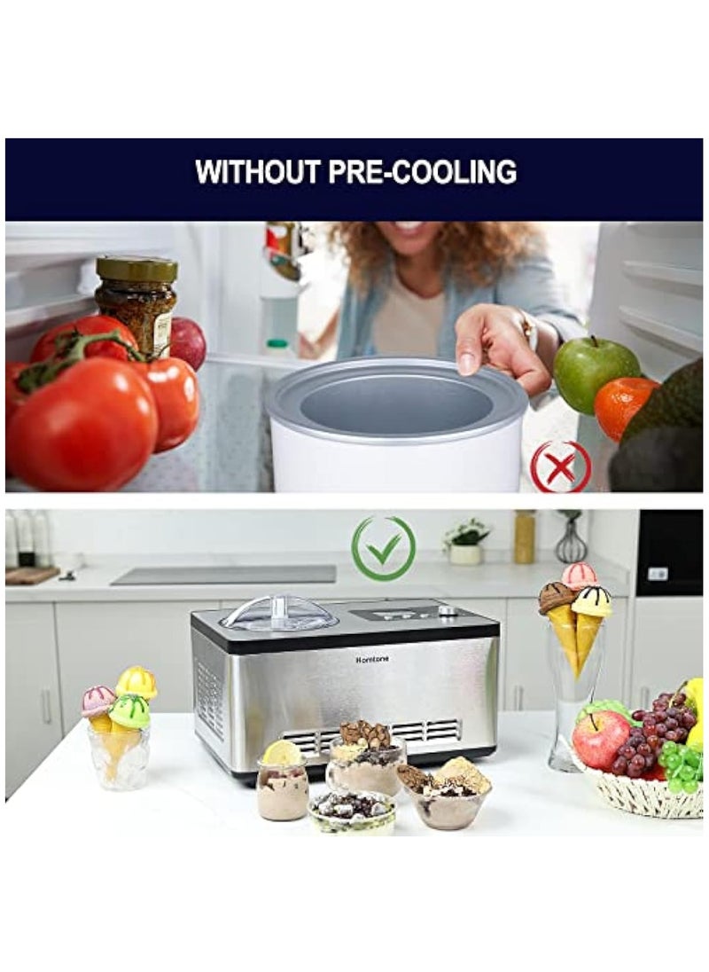 Generic - Ice Cream Maker No Pre Freezing Automatic Ice Cream Machine 2 Quart with Built In Compressor And LCD Timer For Making Ice Cream Gelato In 30 60 min - Image 1