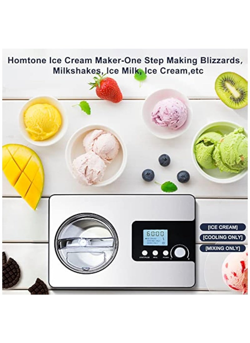 Generic - Ice Cream Maker No Pre Freezing Automatic Ice Cream Machine 2 Quart with Built In Compressor And LCD Timer For Making Ice Cream Gelato In 30 60 min - Image 1