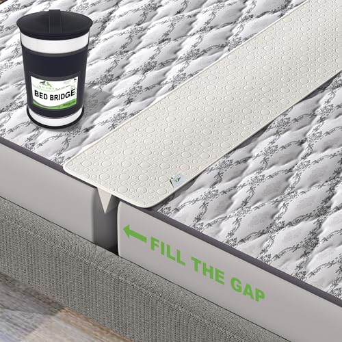 Insieme 12 x77 inch Bed Bridge Twin to King  Split King Gap Filler for Adjustable Bed  Hypoallergenic Fabric  White Thin and Strapless