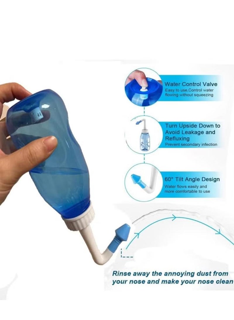 waterpulse 2-Pcs Neti Pot Sinus Rinse Nasal Wash Bottle,Nose wash Bottle Allergy Cleaner Pressure Irrigation Neti-Pot ,nose cleaner for Adult & Kid BPA Free - Image 3
