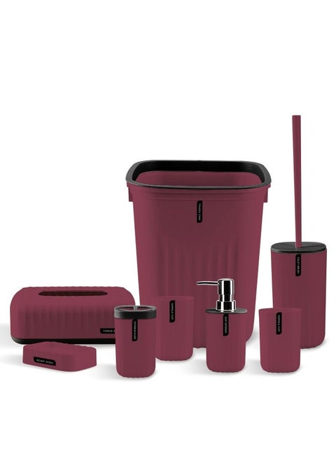 8-Piece Bathroom Accessories Set-Red