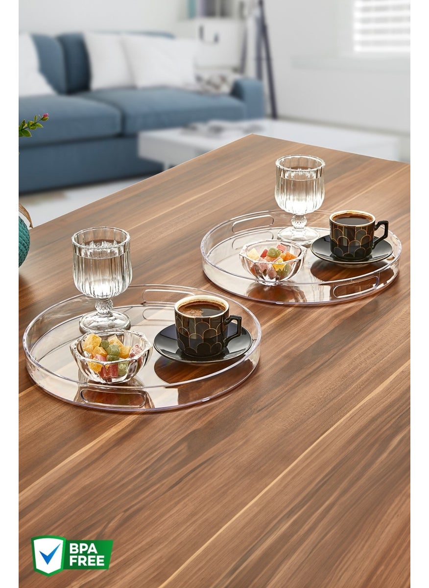 Nandy Home 2 Pieces Crystal Round Presentation Tray  - Image 1