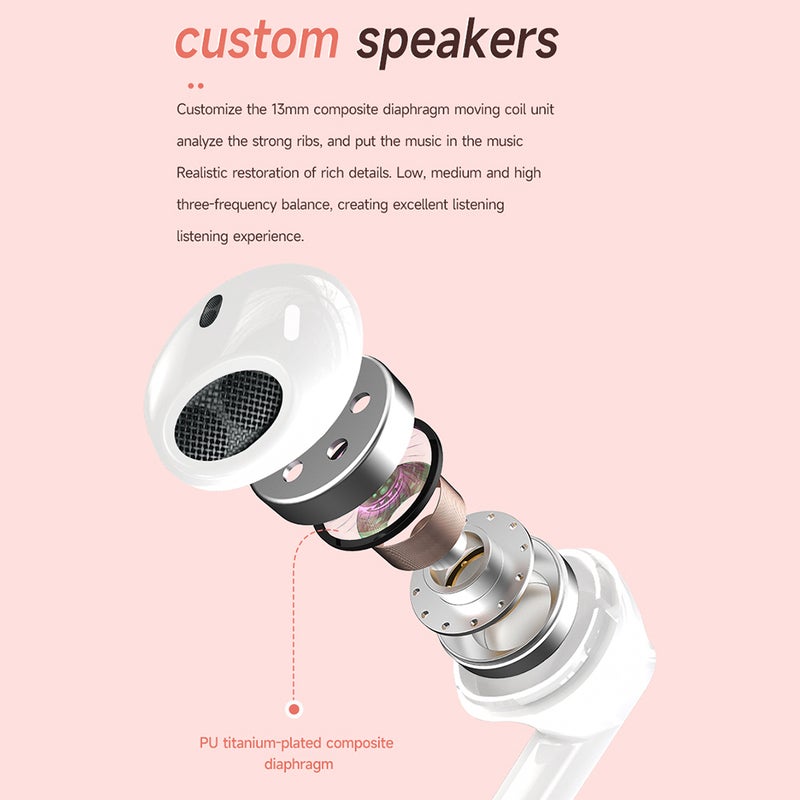 Wireless Earbuds: White Bluetooth Headphones - Mirror Charging Case, 13mm Dynamic Driver, Active Noise Cancellation for Travel, Daily Use & Handsfree Calling - Image 4