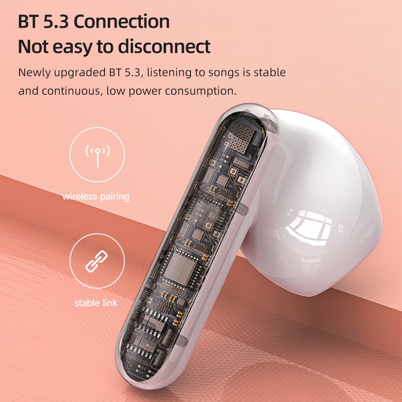 Wireless Earbuds: White Bluetooth Headphones - Mirror Charging Case, 13mm Dynamic Driver, Active Noise Cancellation for Travel, Daily Use & Handsfree Calling - Image 5