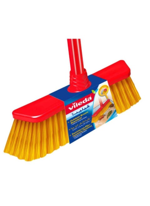 Vileda outdoor broom with stick, red