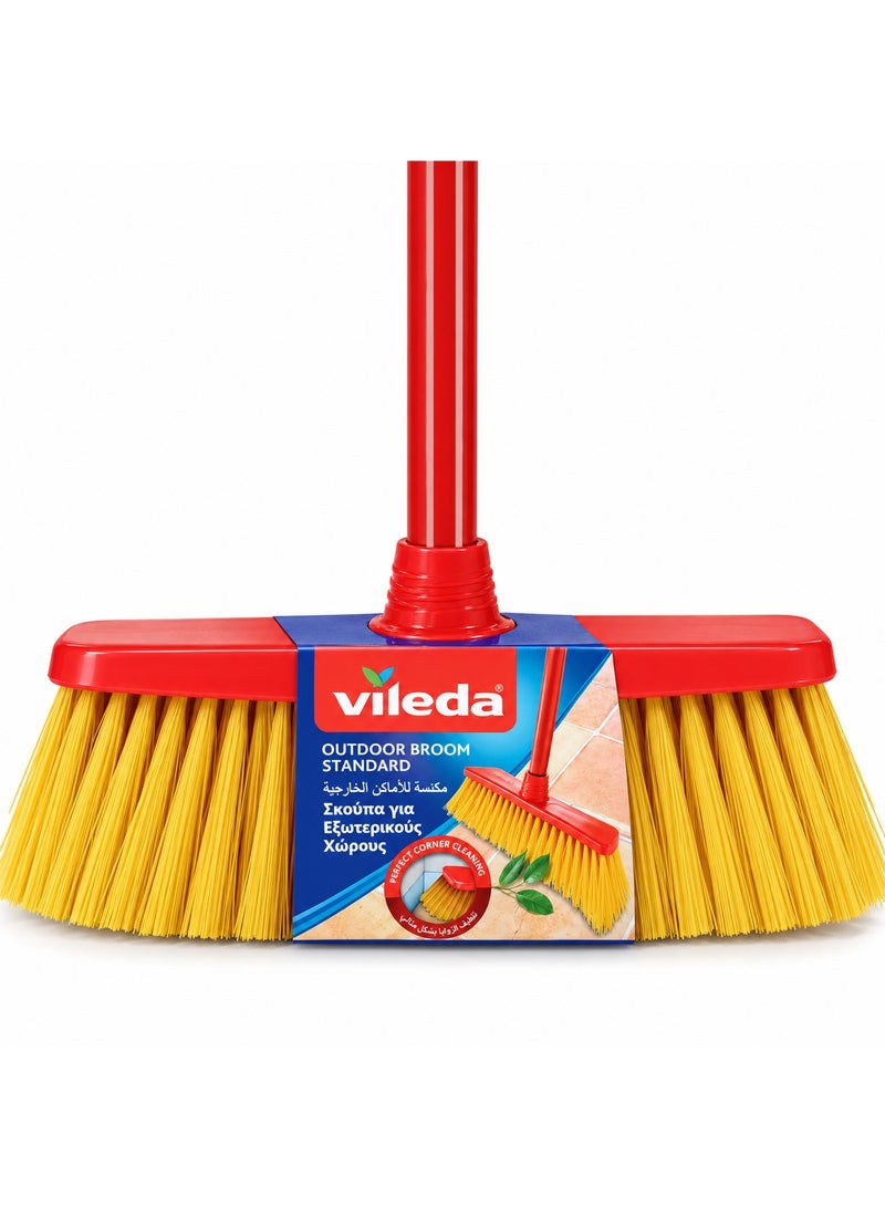 Vileda Standard Outdoor Broom for Rough Surfaces, Red and Yellow - Image 1