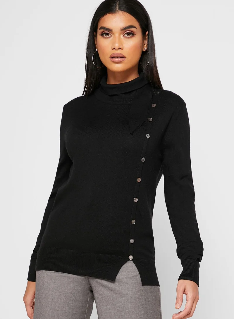 Khizana Tie Neck Button Detail Sweater