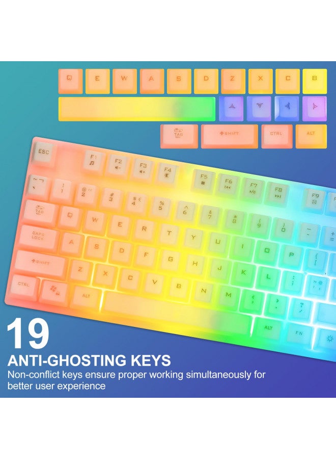 CHONCHOW LED Keyboard and Mouse, 104 Keys Rainbow Backlit Keyboard and 7 Color RGB Mouse, White Gaming Keyboard and Mouse Combo for PC Laptop Xbox PS4 Gamers and Work - Image 4