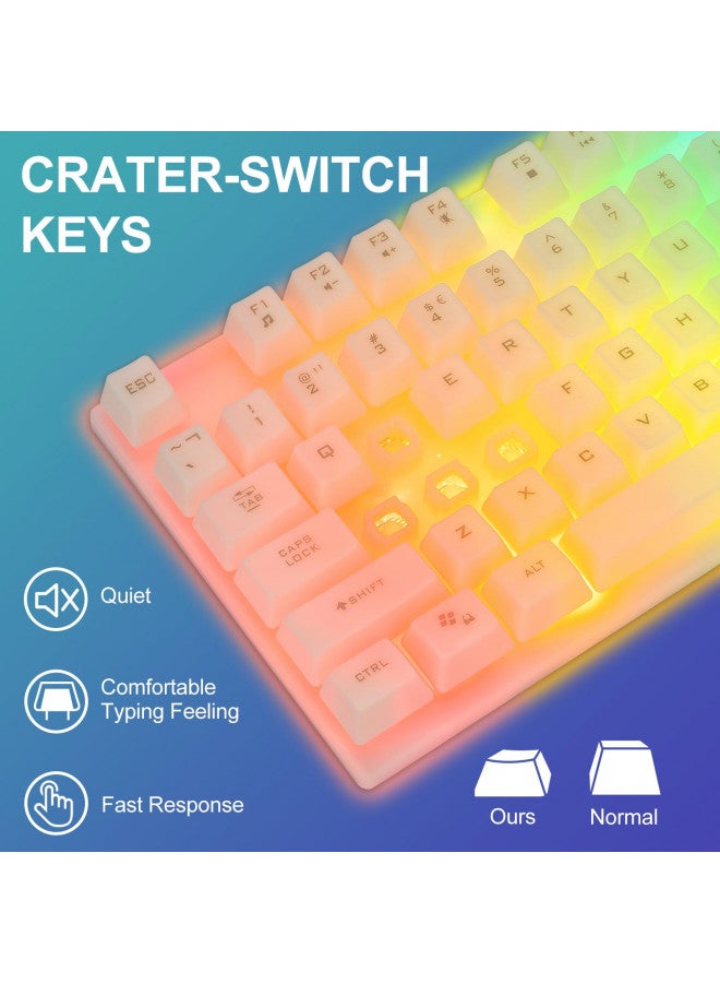 CHONCHOW LED Keyboard and Mouse, 104 Keys Rainbow Backlit Keyboard and 7 Color RGB Mouse, White Gaming Keyboard and Mouse Combo for PC Laptop Xbox PS4 Gamers and Work - Image 1