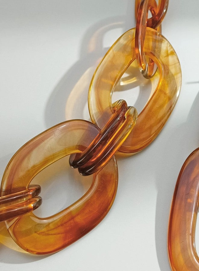 بوكار طقم مجوهرات بوكار للنساء، قلادة سميكة من الأكريليك، سلسلة مكعبة، وأقراط حلقية، مصنوع من الأكريليك، بدون أحجار كريمة. - Image 4