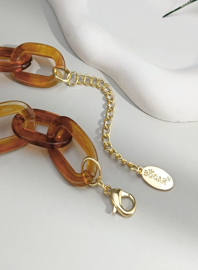 بوكار طقم مجوهرات بوكار للنساء، قلادة سميكة من الأكريليك، سلسلة مكعبة، وأقراط حلقية، مصنوع من الأكريليك، بدون أحجار كريمة. - Image 5