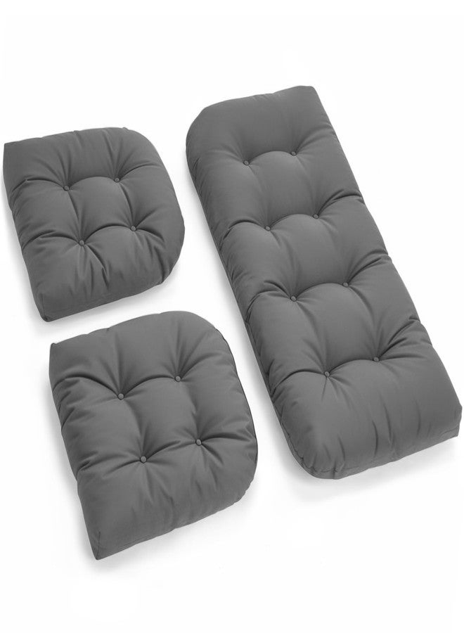 Tycdiose All Weather Wicker Chair Cushions of 3 Pieces, Waterproof Outdoor Wicker Chair Cushion for Patio Furniture Loveseat Settee Bench, 1 Loveseat and 2 U-Shaped Thickened Cushions, Grey - Image 1