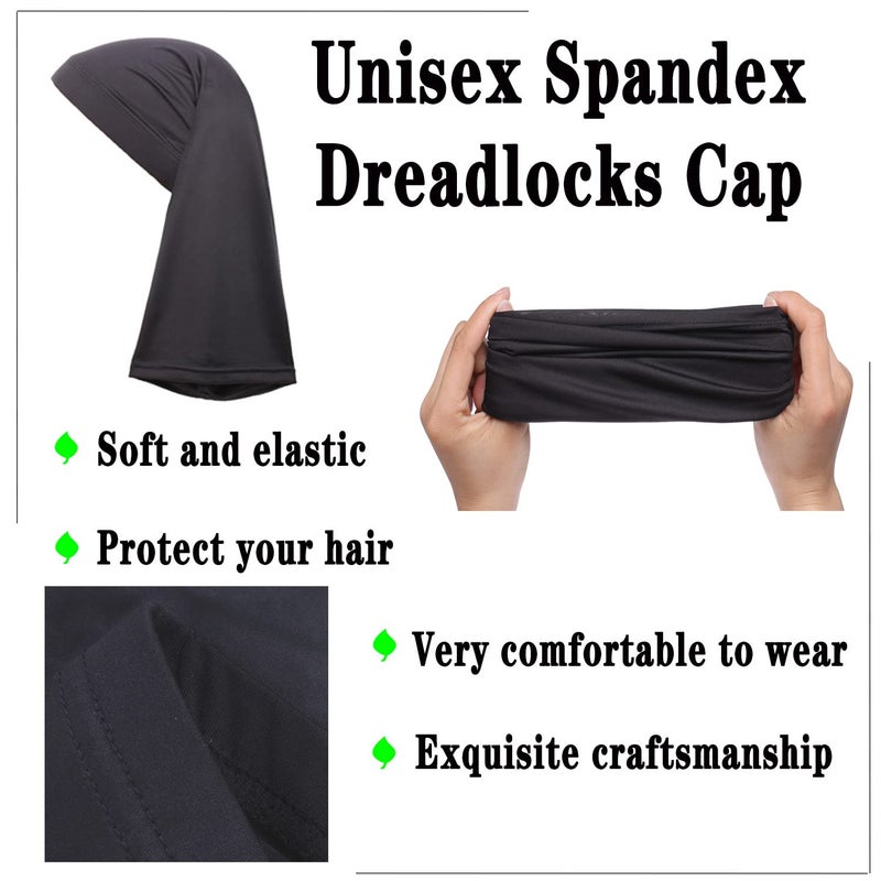 Leeven 2 Pieces Wide Elastic Loc Cap and Long Braid Cover for Full Hair, Stocking Sleep - Black - Image 3