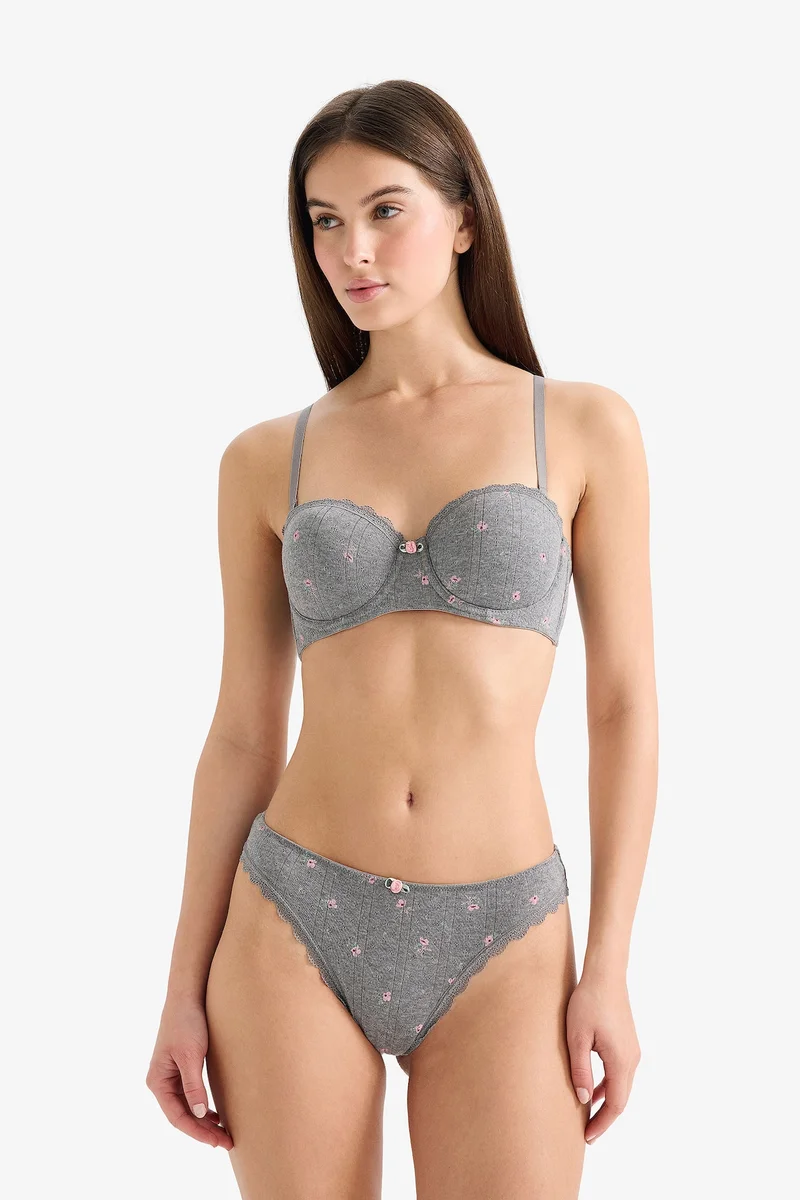 ديفاكتو Floral Lace Detail Brazilian Panty
