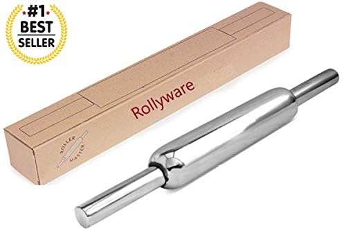 Rollyware 100% Stainless Steel Rolling Pin + Joint Less Design, Polpat, Chakla Belan 25% Less Effort Working The Dough, Upgrade Your Baking - Non-Stick & Zero Maintenance (Steel CHAKLA + BELAN) - Image 3