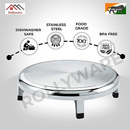 Rollyware 100% Stainless Steel Rolling Pin + Joint Less Design, Polpat, Chakla Belan 25% Less Effort Working The Dough, Upgrade Your Baking - Non-Stick & Zero Maintenance (Steel CHAKLA + BELAN) - Image 5
