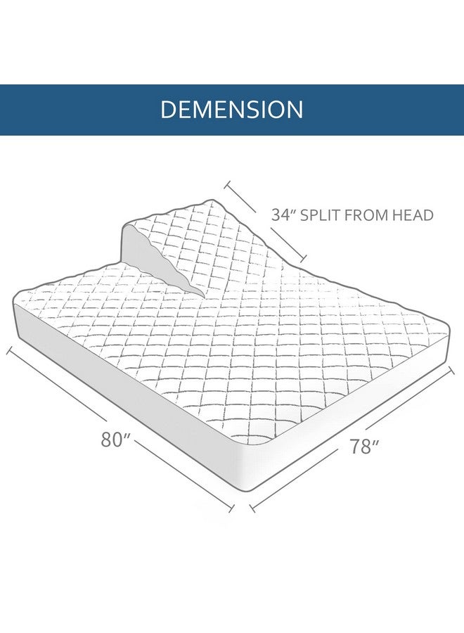 Moonsea Waterproof Split Top King Mattress Pad Protector for Adjustable Bed, 34" Top Split from Head, Noiseless, Soft Padded Matress Protector  - Image 3