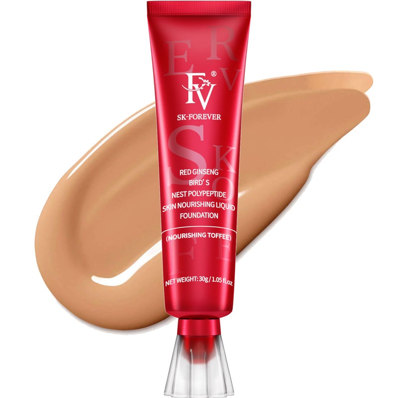 FV Dewy Liquid Foundation, Hydrating Smooth Formula & Lightweight, Longwear Medium-Full Coverage with Natural Finish, Waterproof Foundation for Dry/Combination Skin, 30g, Nourishing Toffee - Image 1