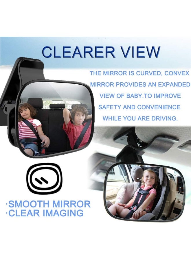 JONMON JONMON Automotive Interior Rearview Baby Mirror - Car Small Clip-On Adjustable Facing Back Rear View Seat Convex Mirror Clip on Car or Truck Sun Visor  - Image 3