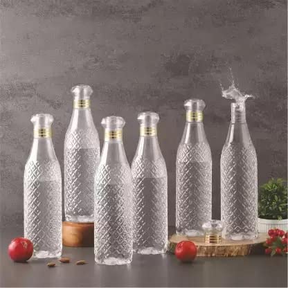 REGOLITH ENTERPRISES Polyethylene Terephthalate Diamond Water Bottle For Fridge For Home OfficeBreak Proof Multipurpose Bpa Free1000 Ml Bottle Pack Of 6 Multicolor - Image 1