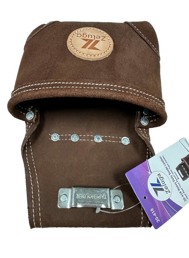 Zeluga 20-418 Heavy Duty Suede Leather Chal Reel Tool Pouch with Tape Holder, Brown - Image 2