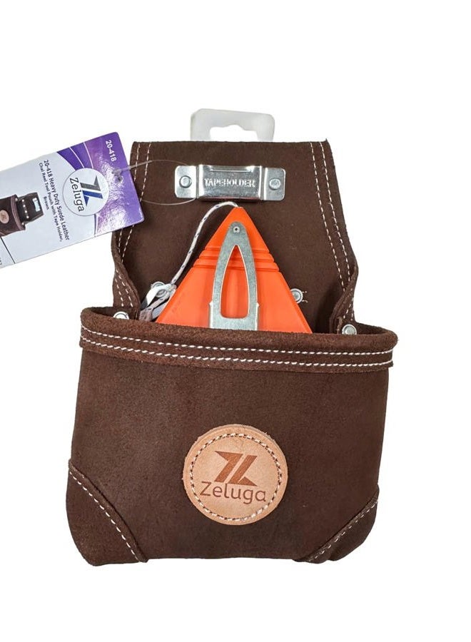 Zeluga 20-418 Heavy Duty Suede Leather Chal Reel Tool Pouch with Tape Holder, Brown - Image 5