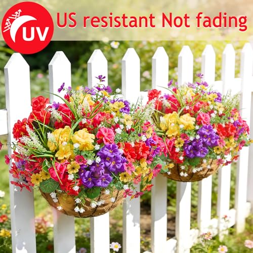Faylifeway 16 Bundles Artificial Flowers for Outdoors UV Resistant Fake Outdoor Flowers Silk Faux Flowers for Outside PlantersGardenPorchYardHome DecorMixed Color - Image 3